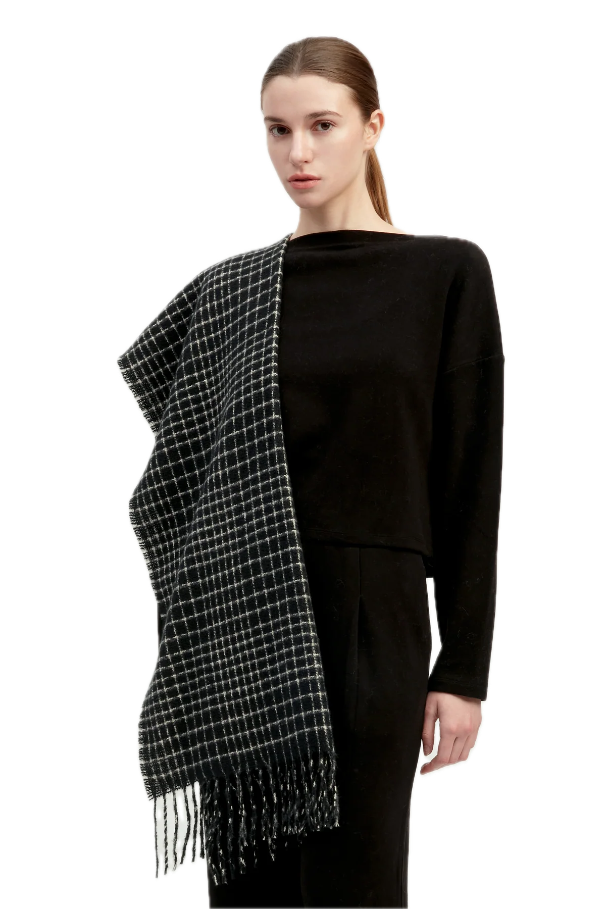Textured Tweed Check Scarf
