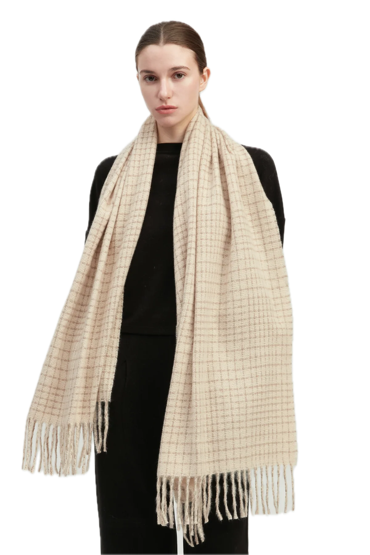 Textured Tweed Check Scarf