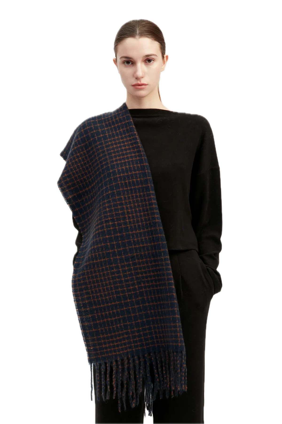Textured Tweed Check Scarf