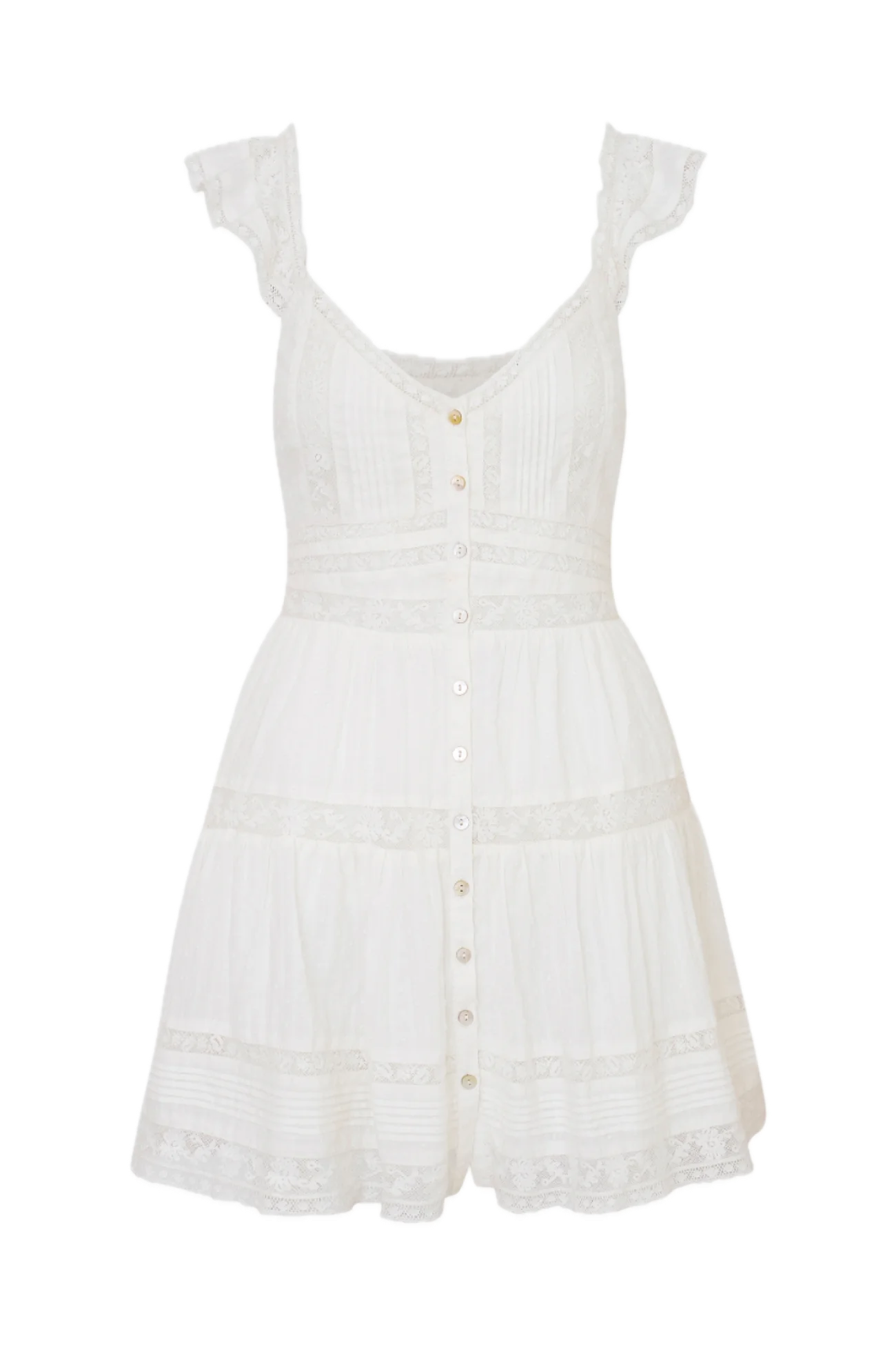 Rietta Cotton Lace-Trimmed Mini Dress