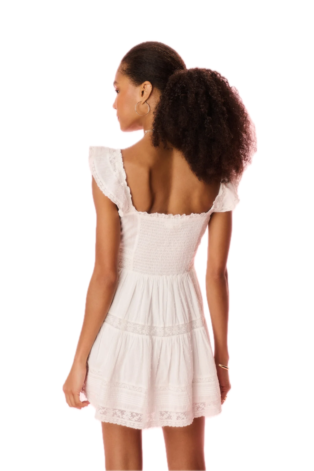 Rietta Cotton Lace-Trimmed Mini Dress