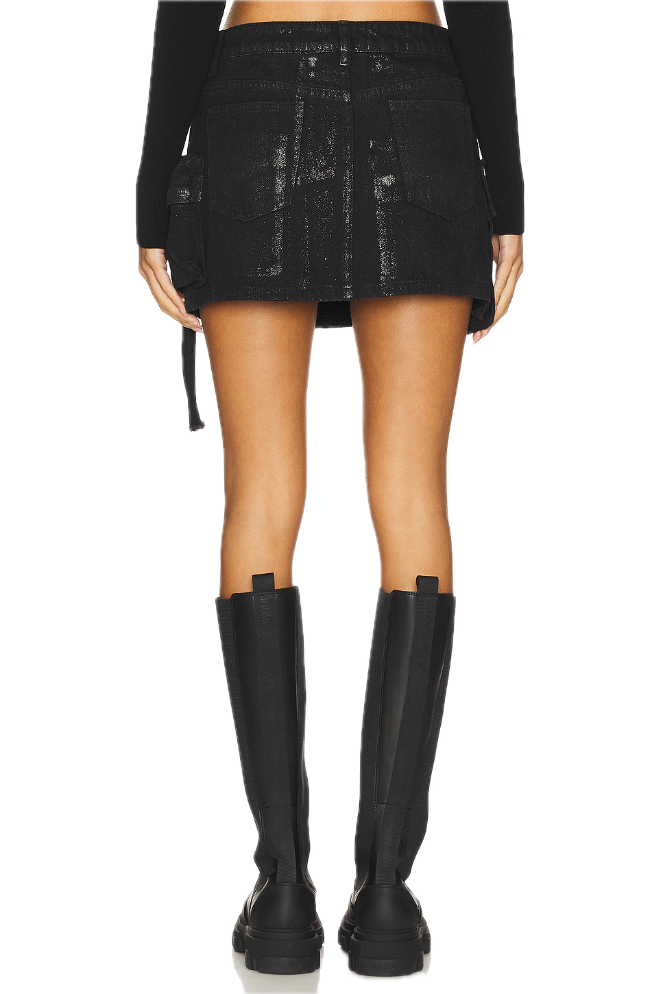 Evalina Black Cargo Skirt