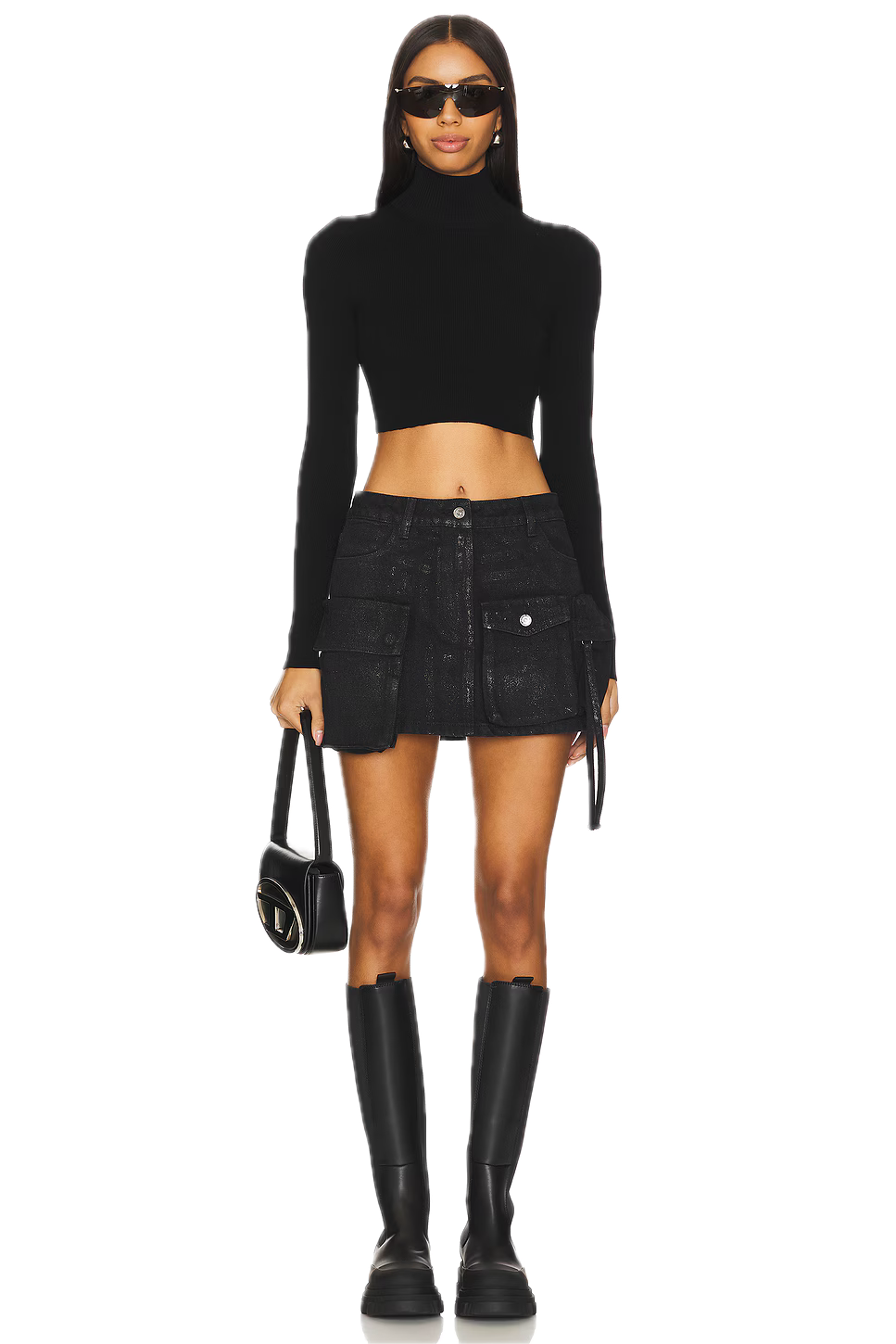 Evalina Black Cargo Skirt