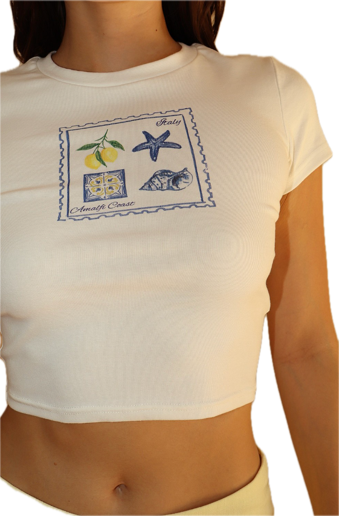 Almalfi Coast Postcard Crop Tee