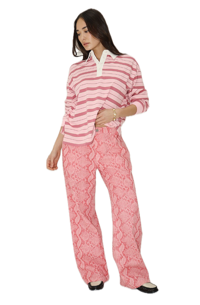Striped Collared Polo Top