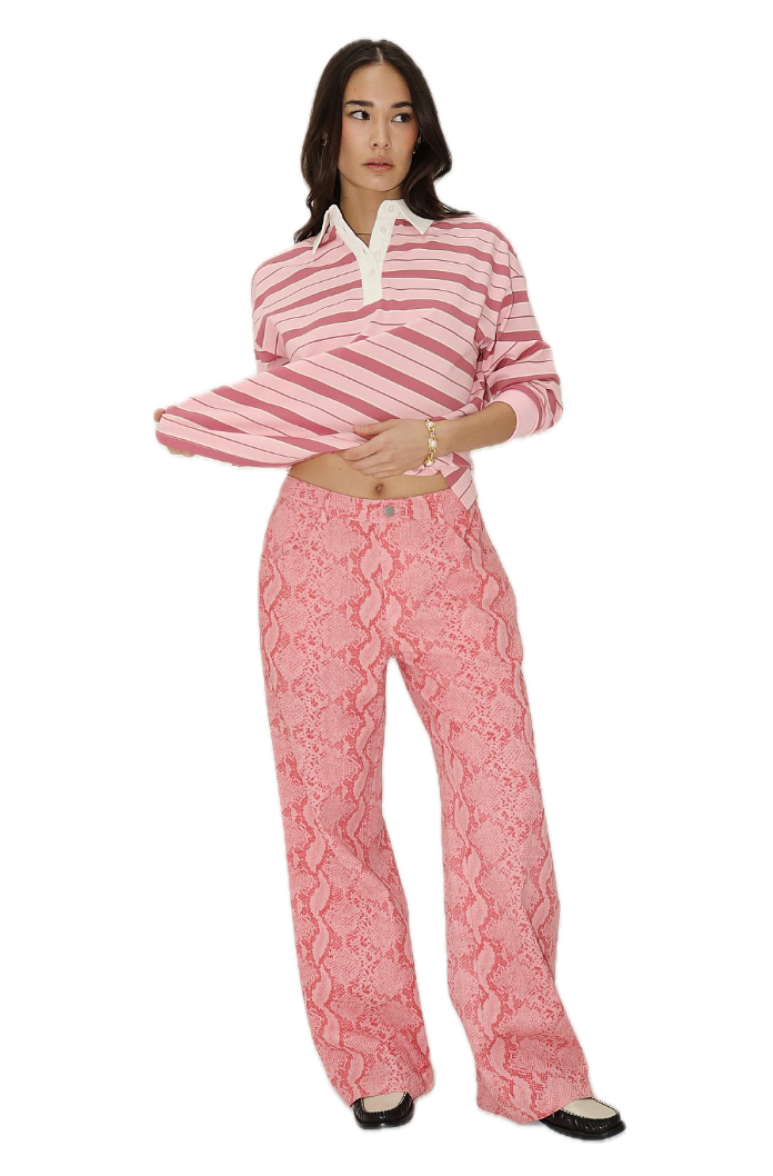 Striped Collared Polo Top