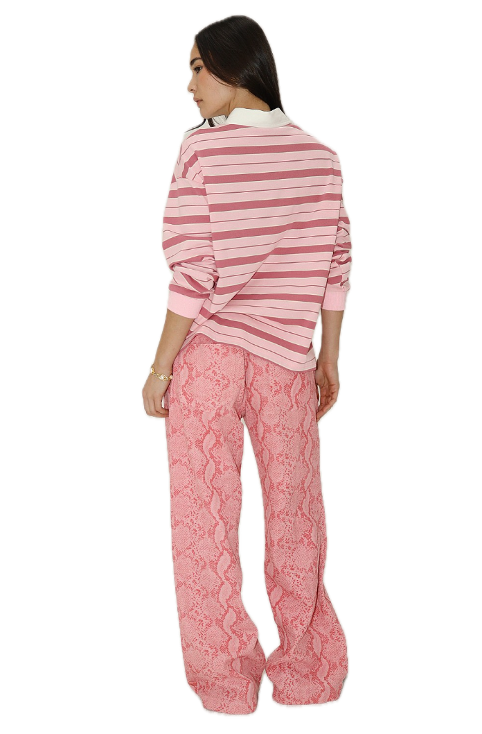 Striped Collared Polo Top