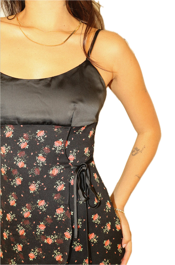 Floral Wrap Sheer Mini Dress