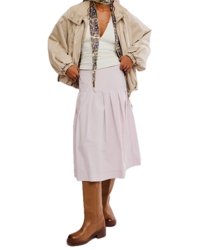 Skipper Pleated Chino Midi Skirt