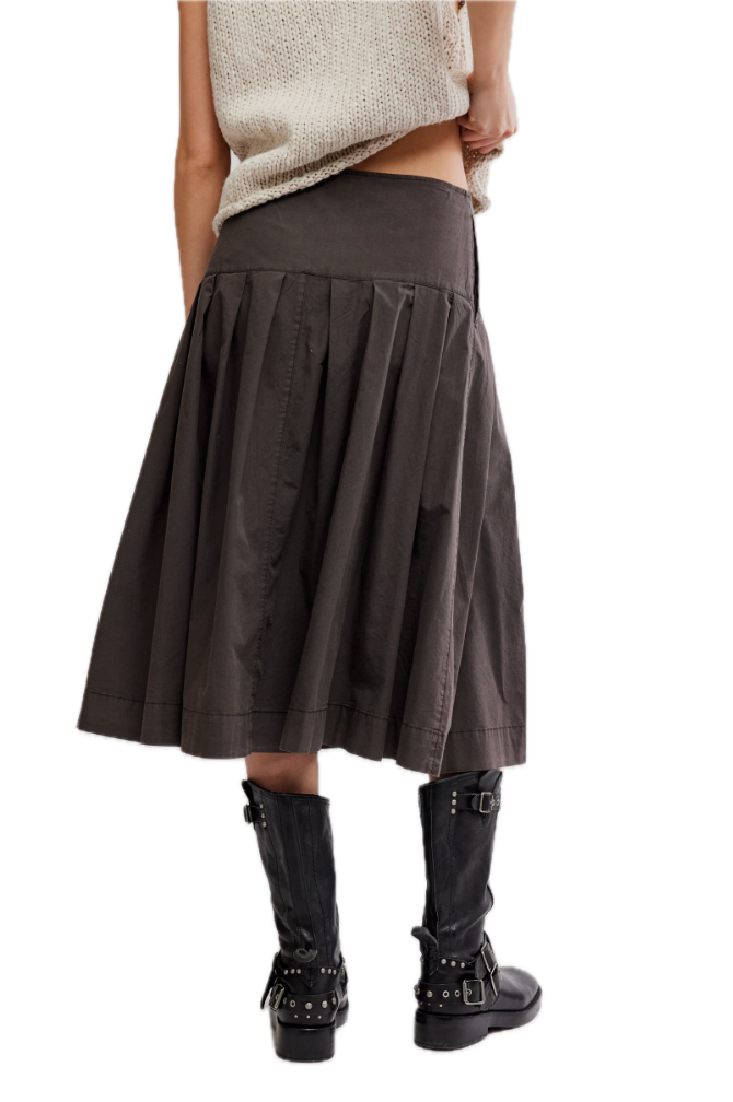 Skipper Pleated Chino Midi Skirt