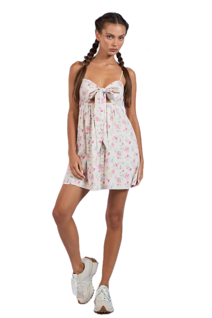 Floral Tie Front Mini Dress