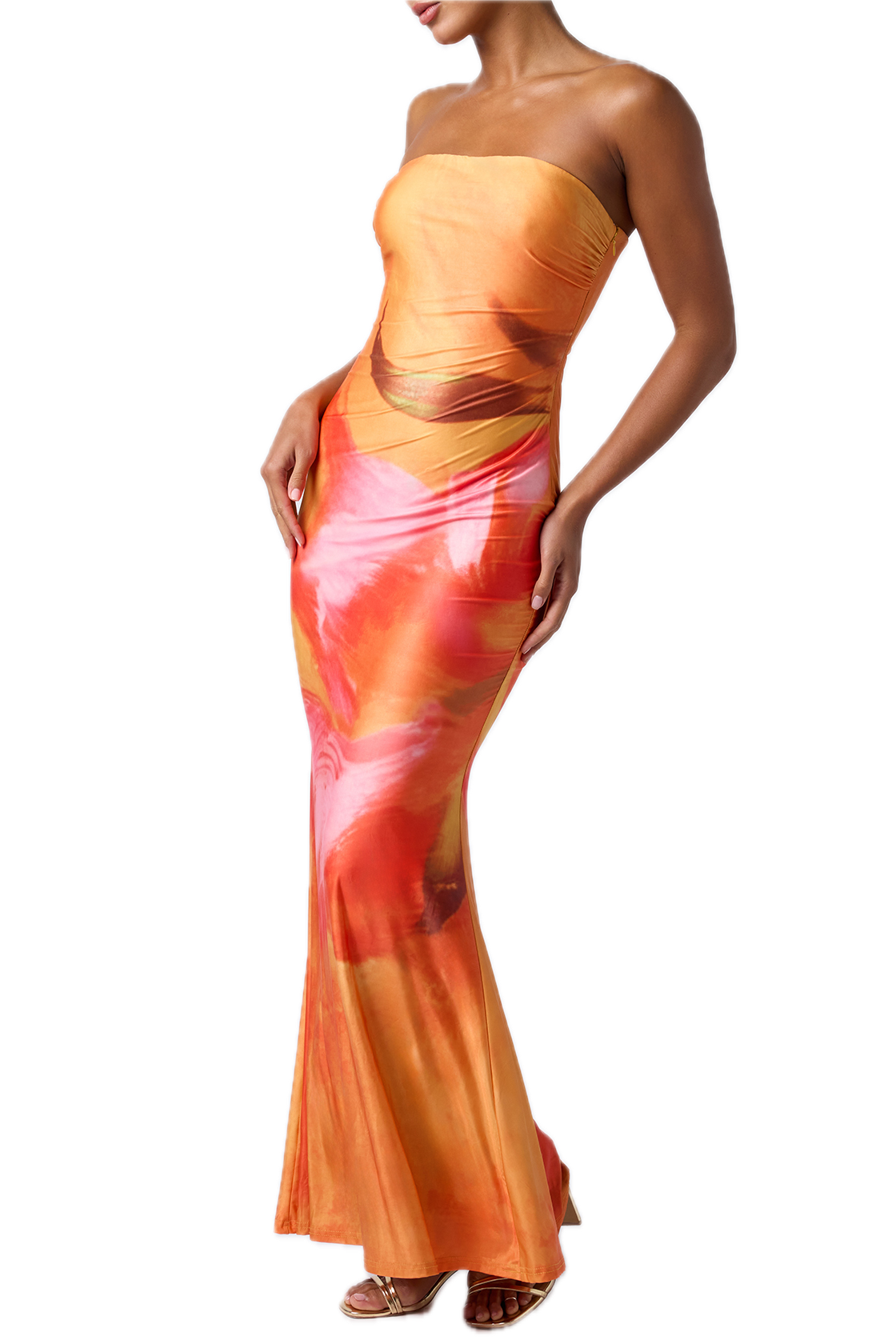Belinda Strapless Abstract Midi Dress