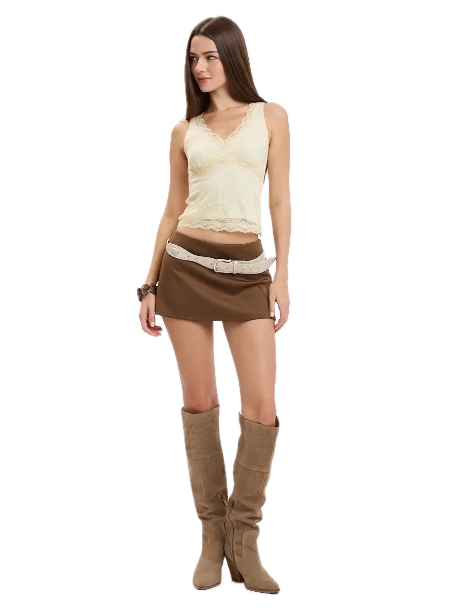 Floral Embossed Lace V-Neck Layered Tank Top