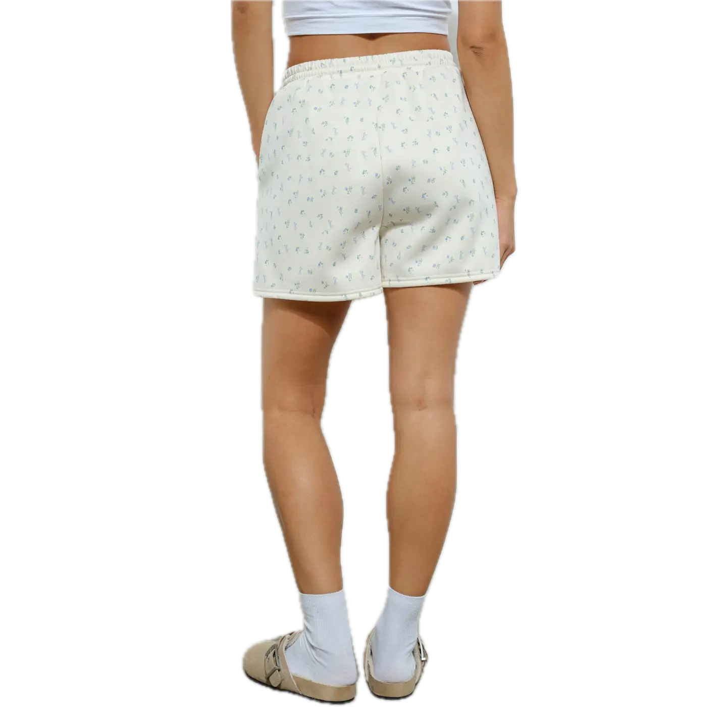 Floral Bow Print Sweat Shorts