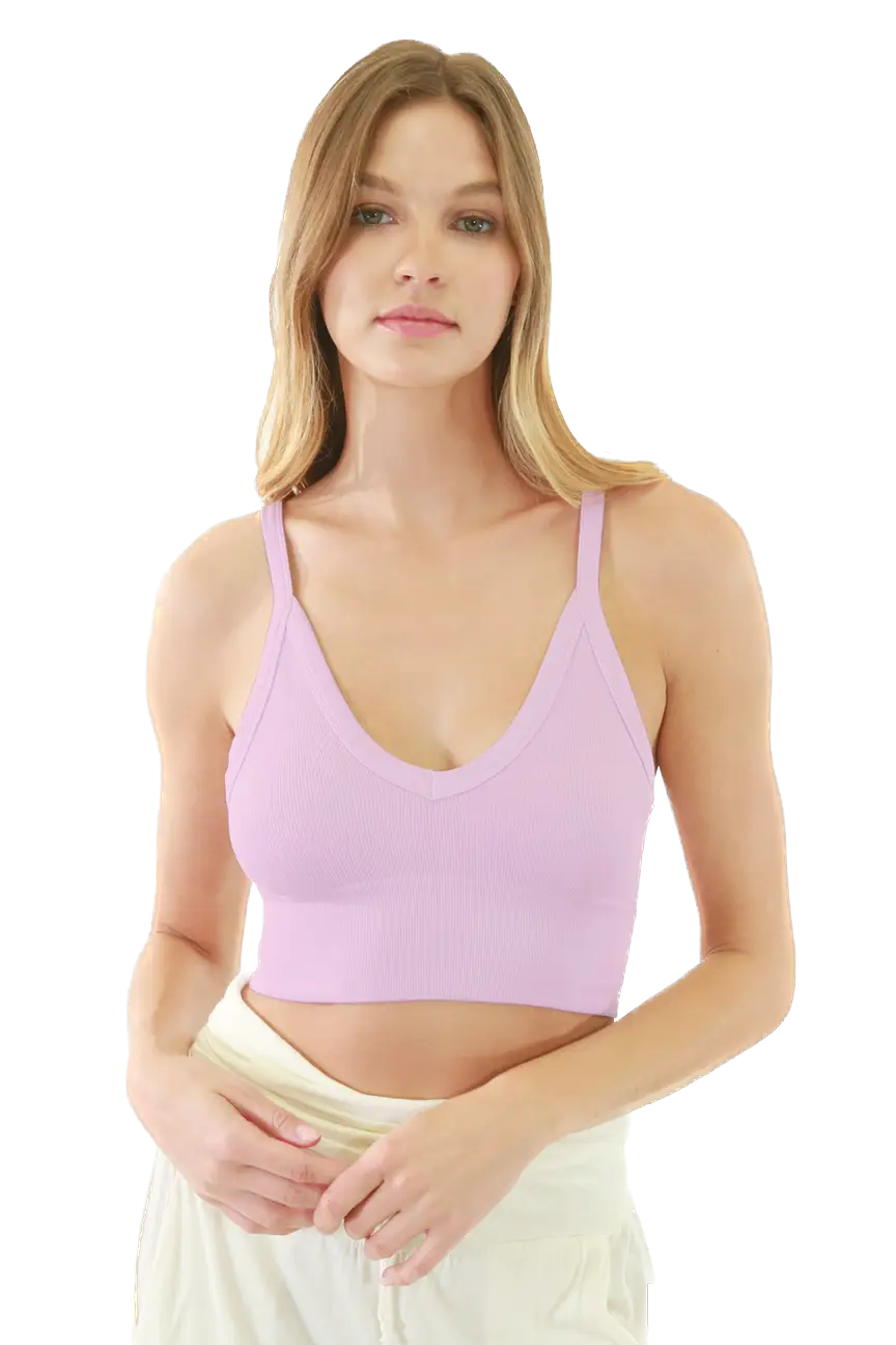 Ribbed V-Neck Bra Top