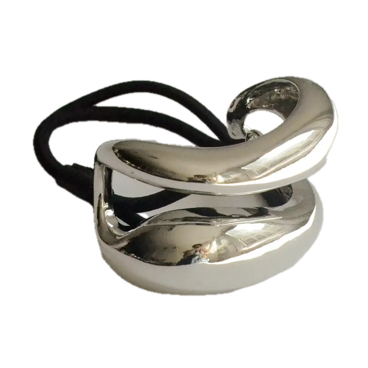 Wide Sculptured Metal Ponytail Hair Tie
