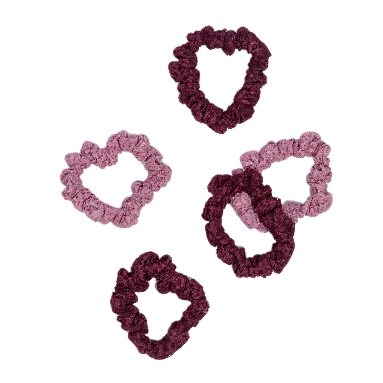 Ruched Lace Scrunchies 5pc Set