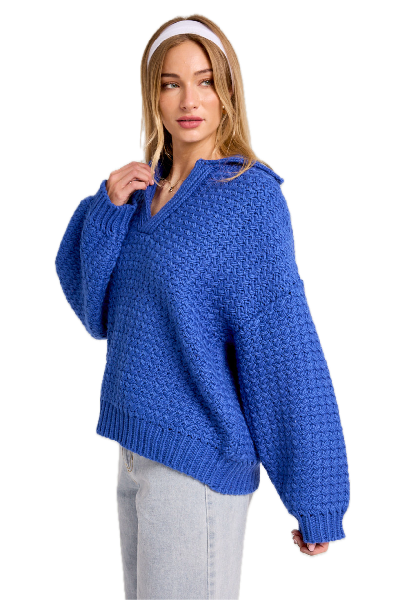 See Blue Chunky Sweater