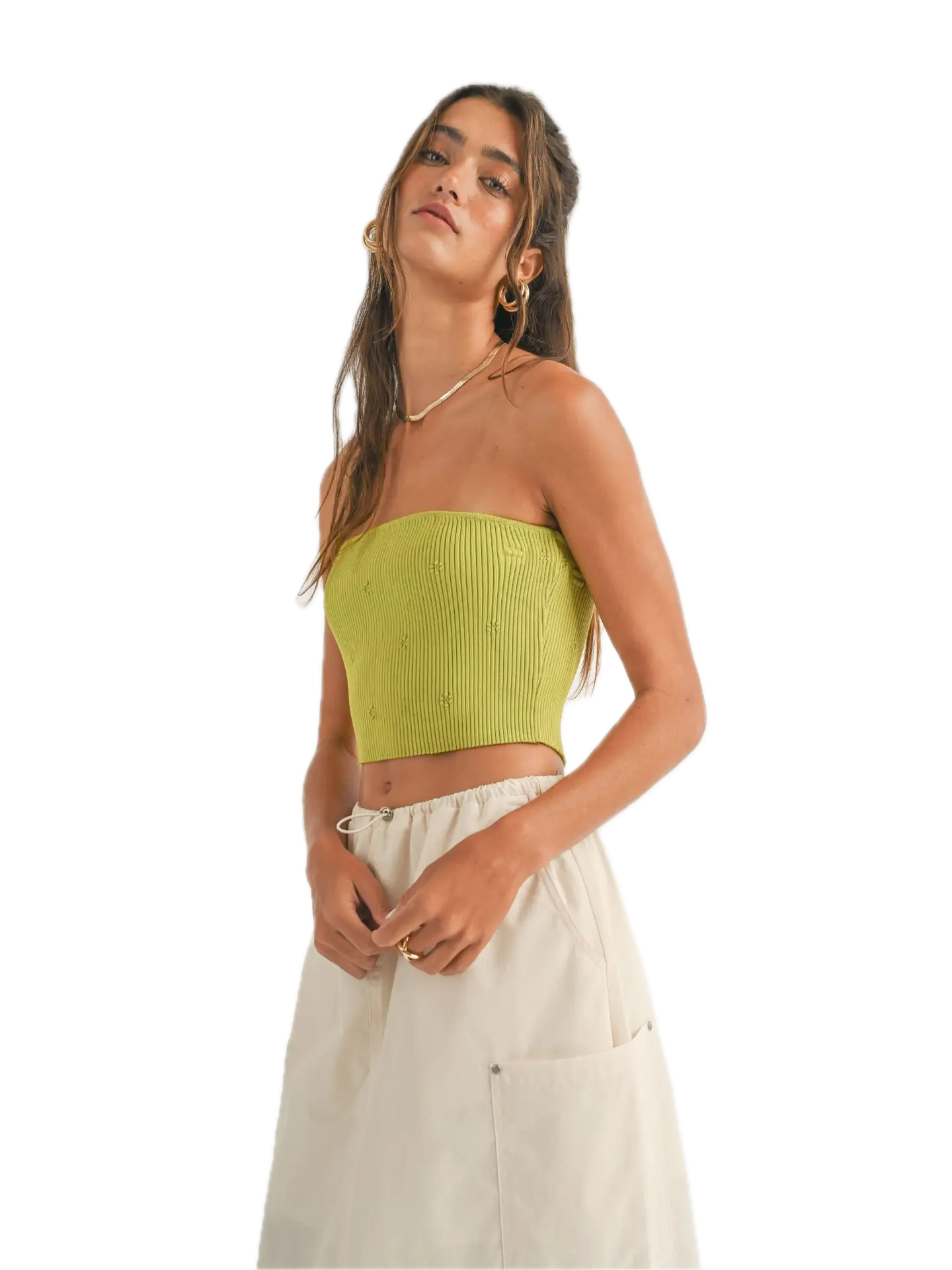 Ayla Flower Embossed Tube Top