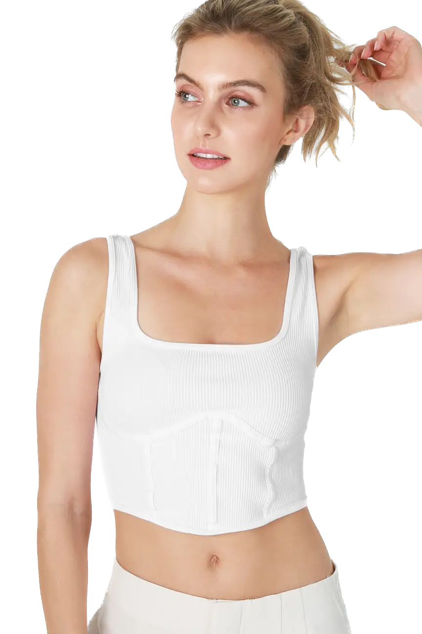 Rib Square Corset Top