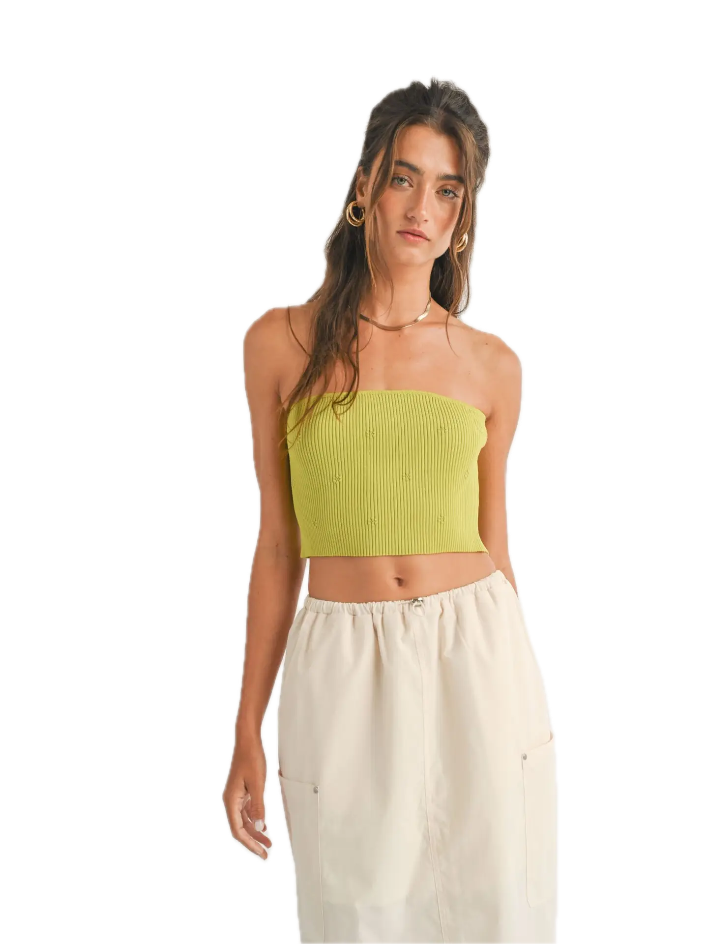 Ayla Flower Embossed Tube Top