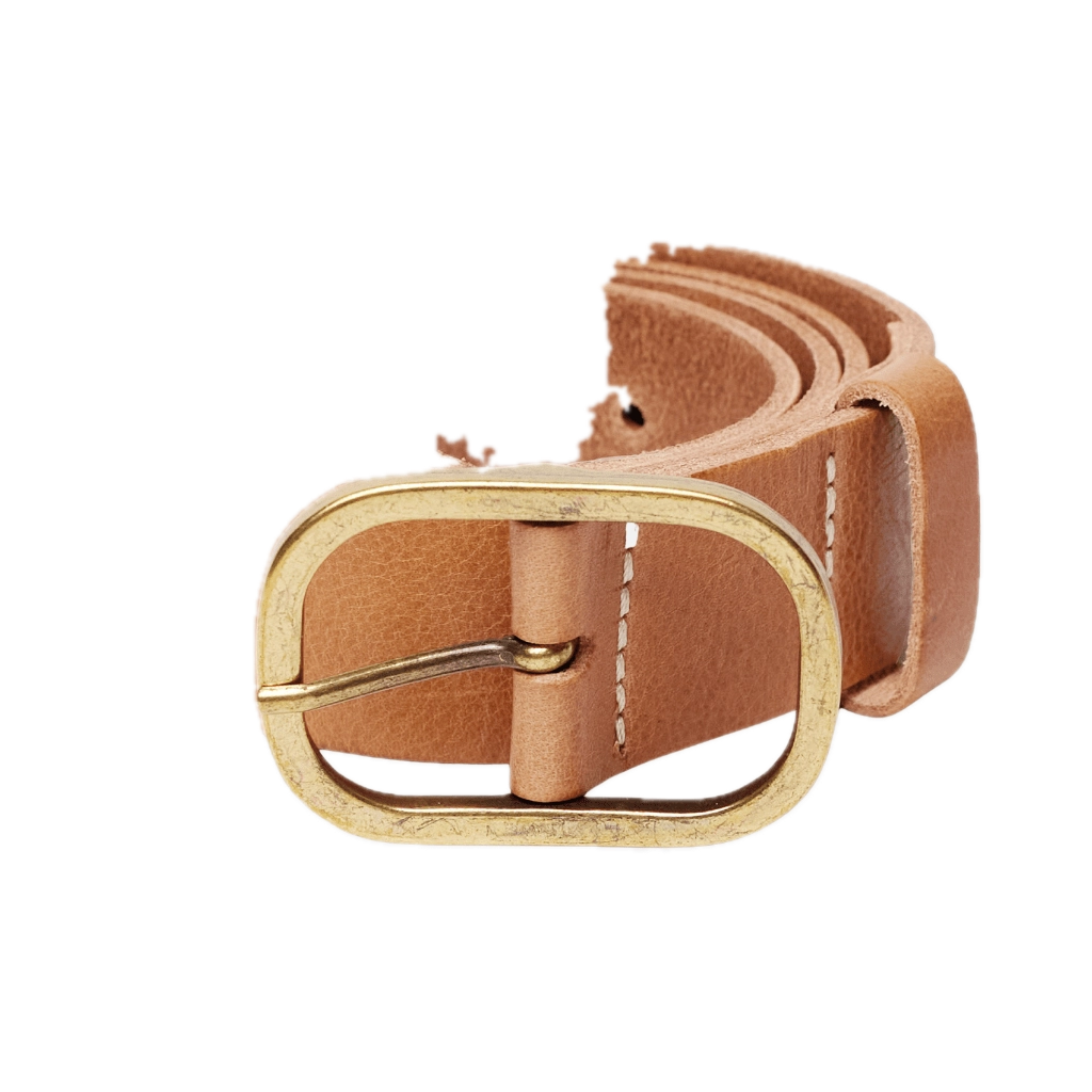 Marin Gold Oval Buckle Leather Belt Women