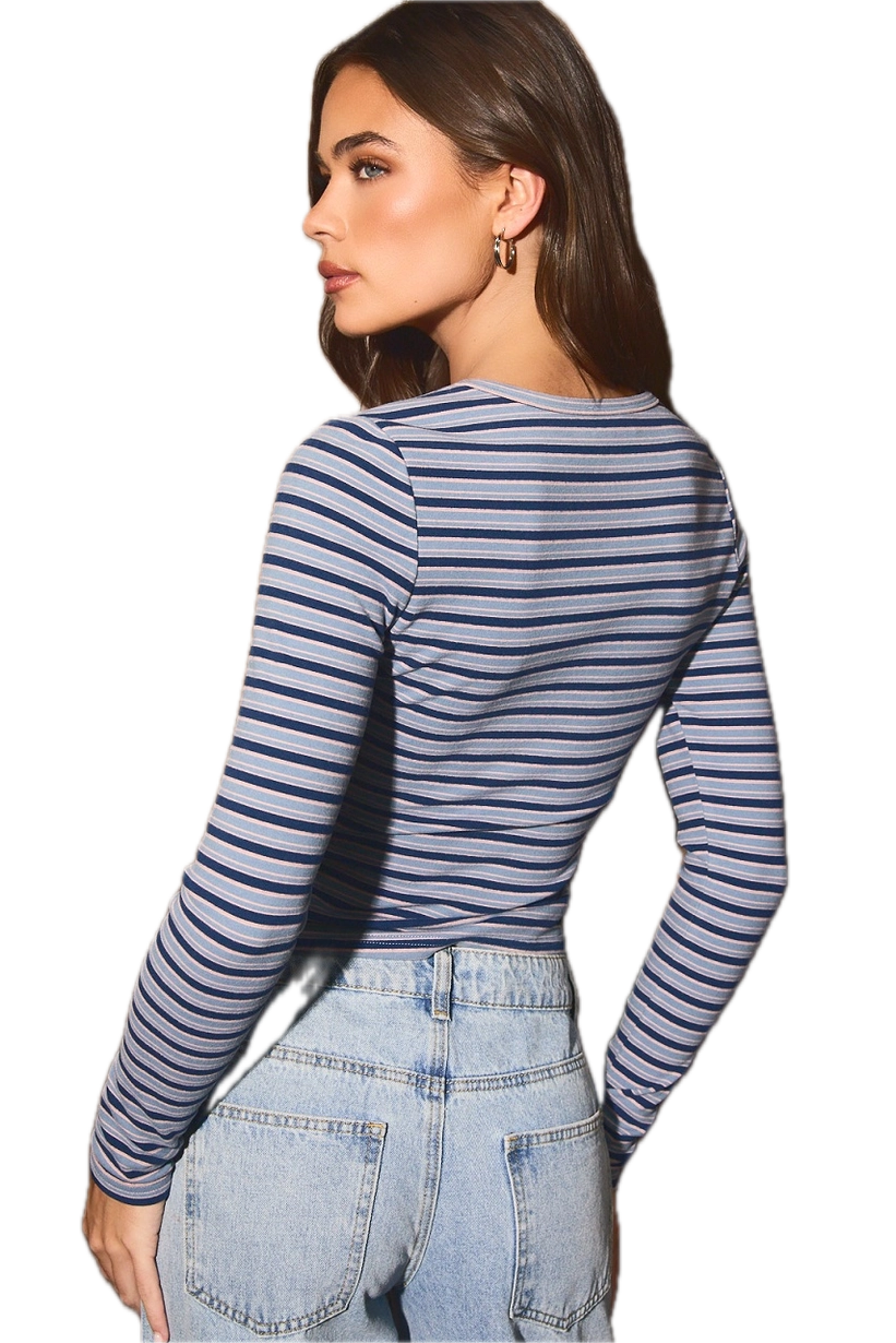 Round Neck Long Sleeve Fitted Knit Top