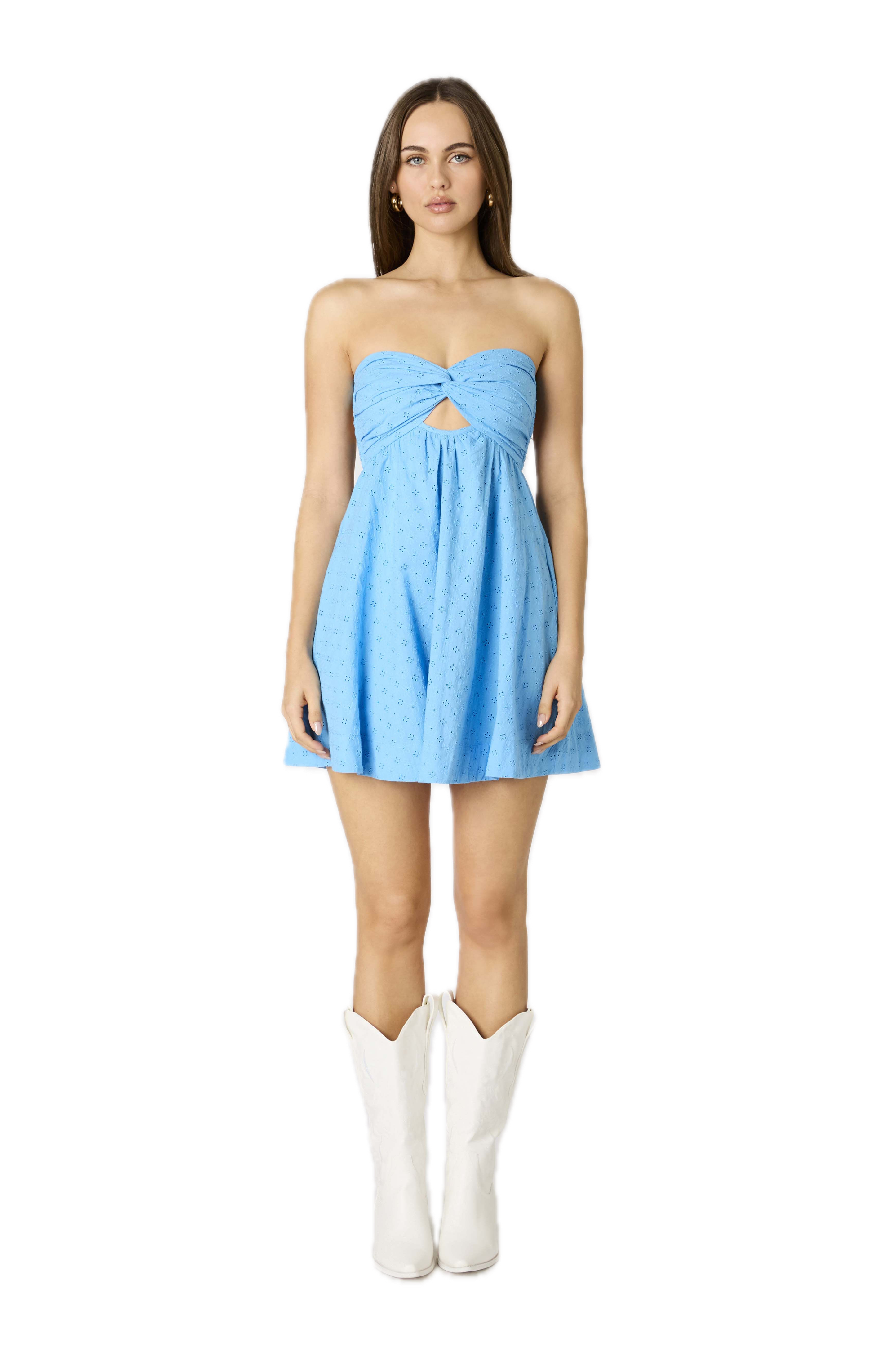 Eyelet Pocket Mini Dress
