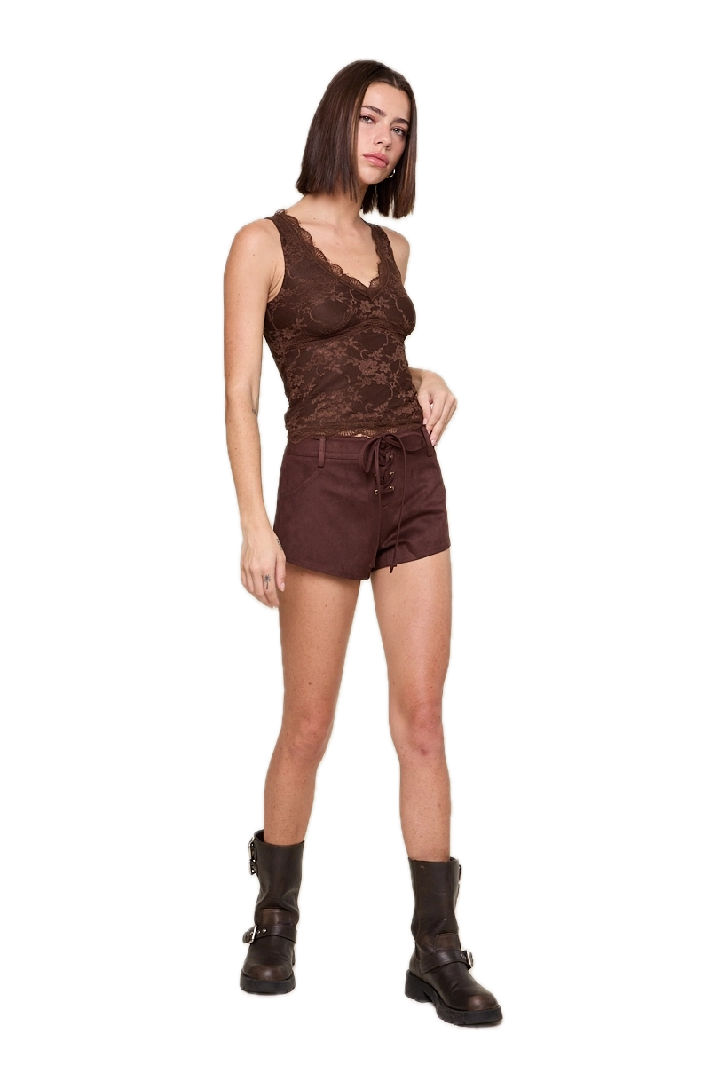 Floral Embossed Lace V-Neck Layered Tank Top