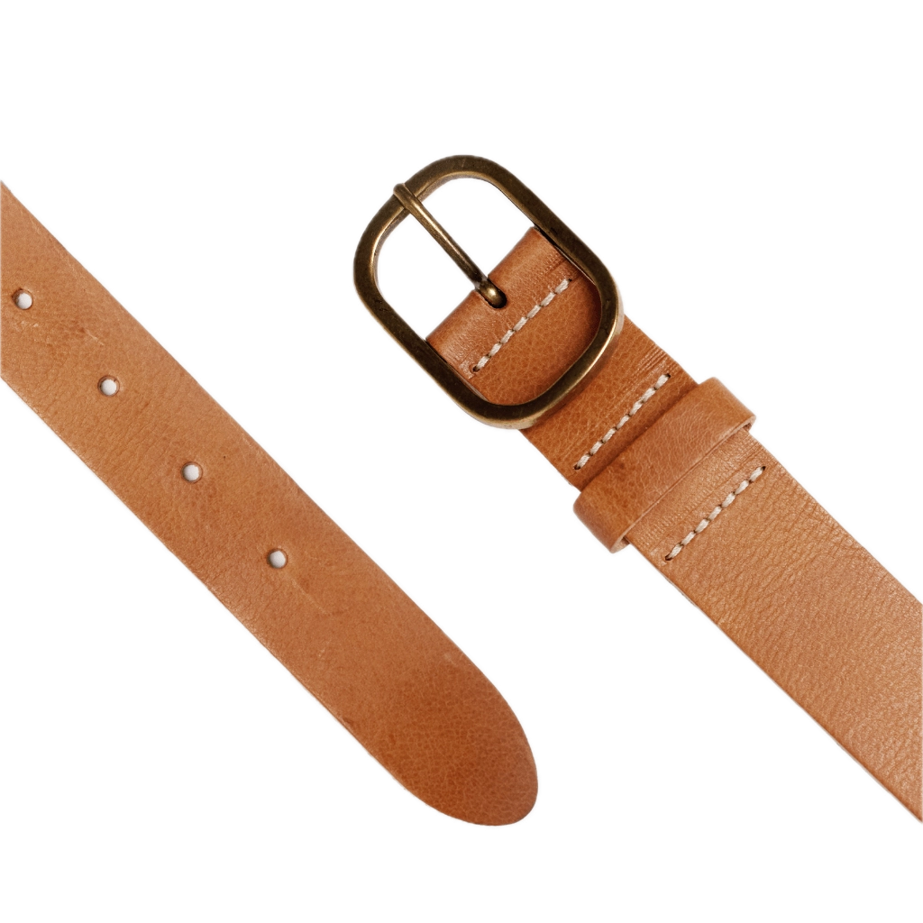 Marin Gold Oval Buckle Leather Belt Women
