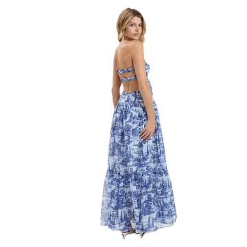 Forest Twisted Ruched Maxi Dress