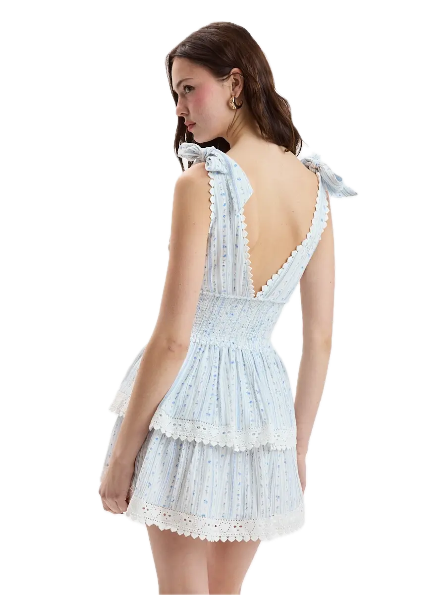 Tie Strap Layered Lace Mini Dress