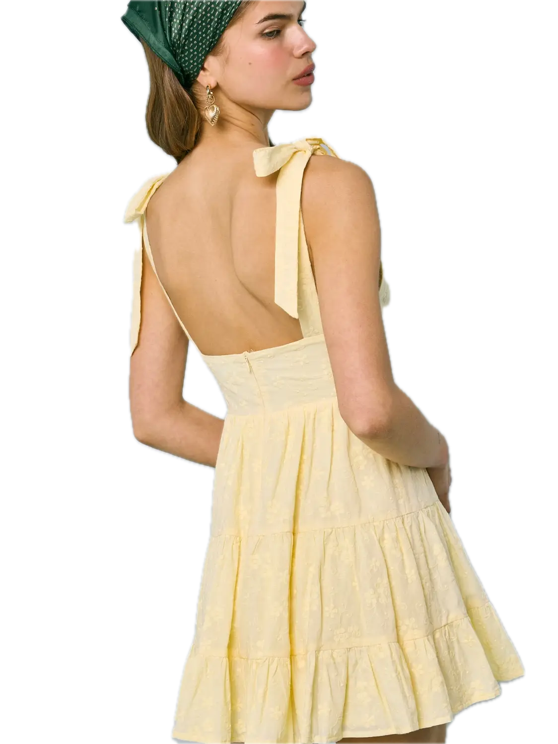 Floral Embroidered Wide Tie Strap Mini Dress