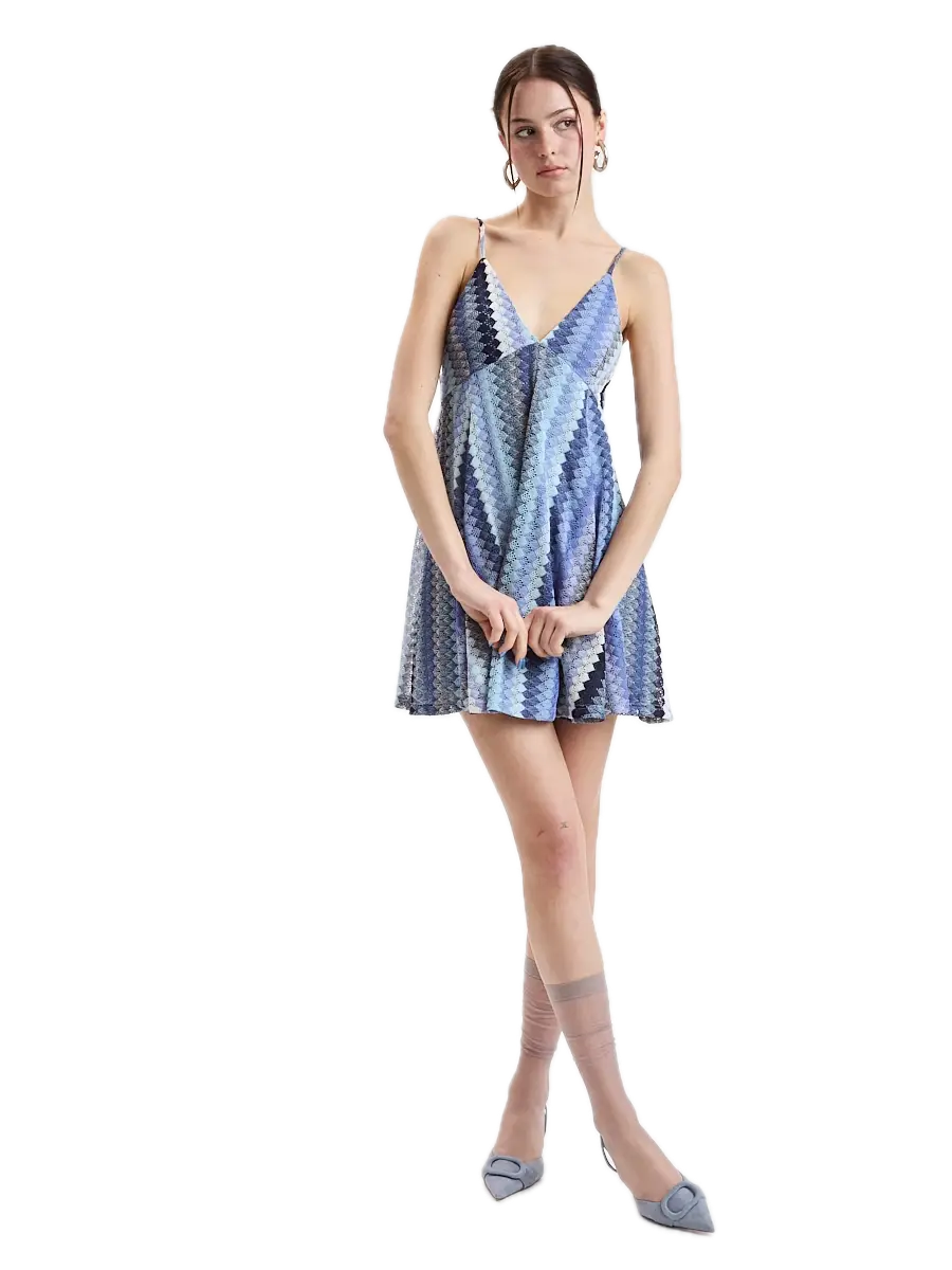 Zigzag Allover Lace Babydoll Mini Dress