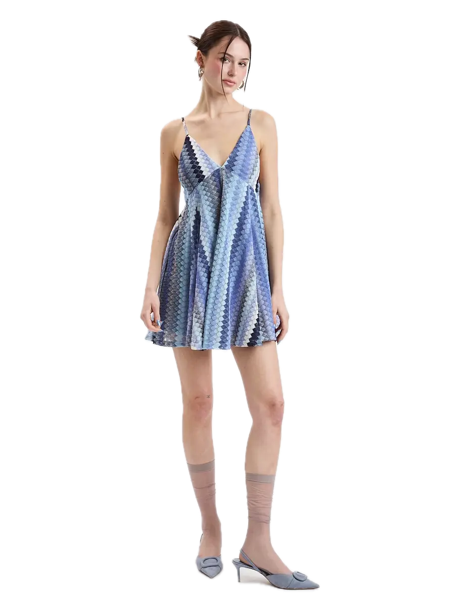 Zigzag Allover Lace Babydoll Mini Dress
