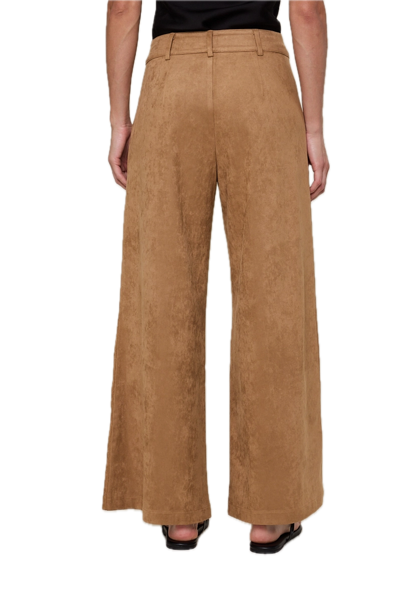 Suede Mid-Rise Long Flare Pants