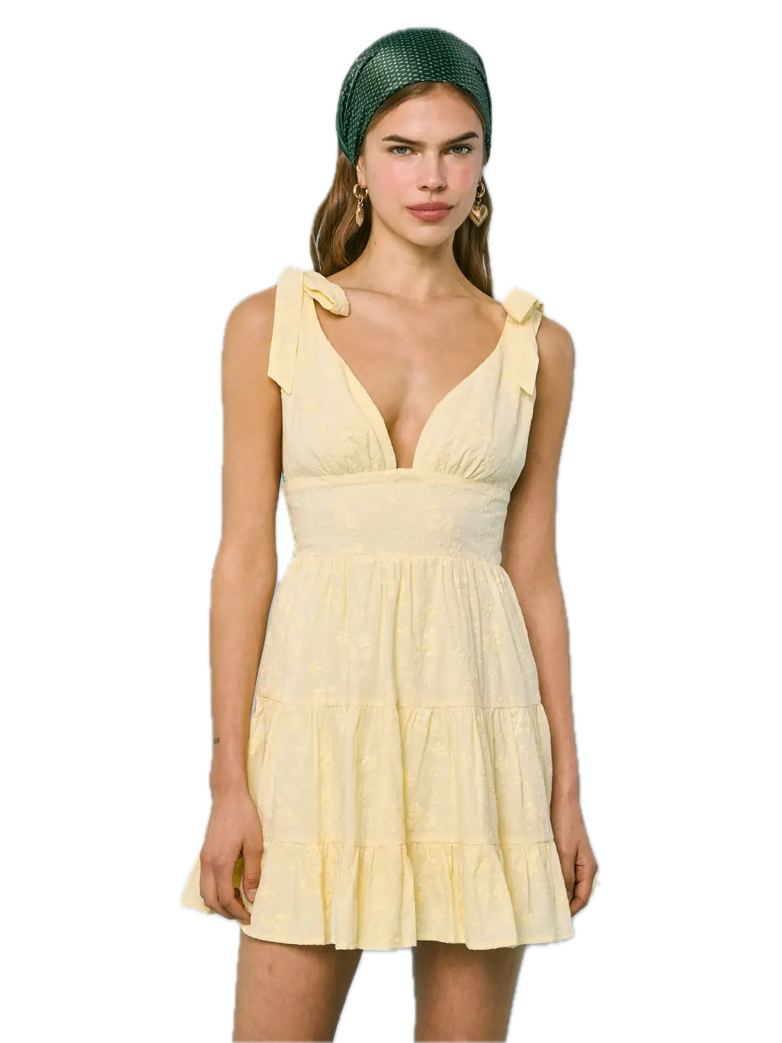 Floral Embroidered Wide Tie Strap Mini Dress