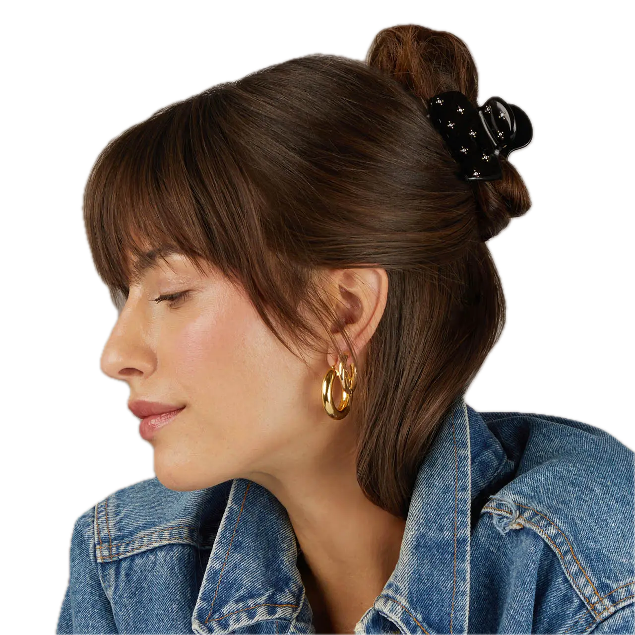 Recycled Plastic Rhinestone Medium Puffy Claw Clip