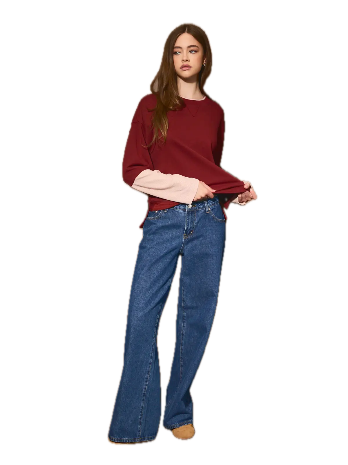 Colorblock French Terry Crew Neck Pullover