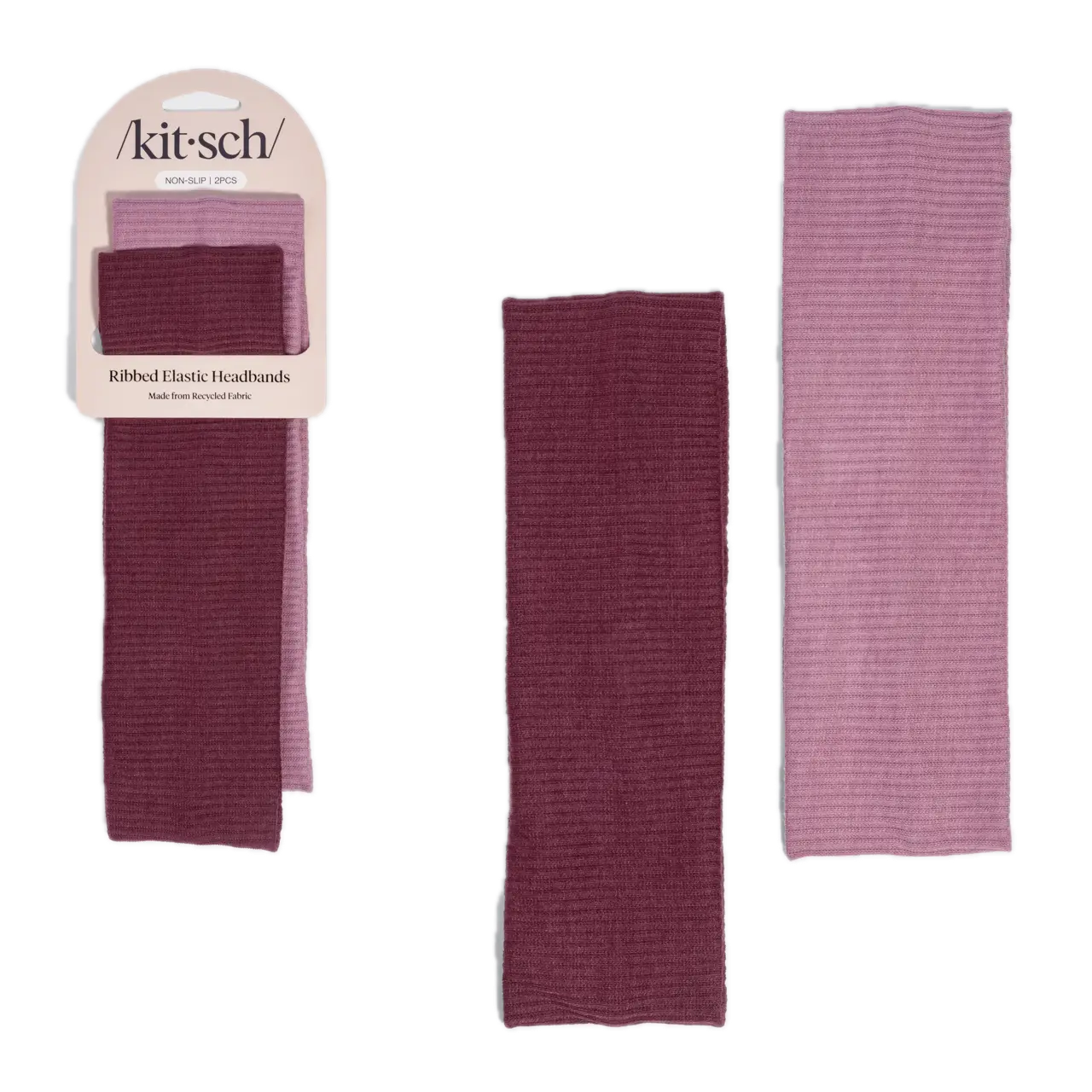 Recycled Fabric Ribbed Elastic Headbands 2pc Set