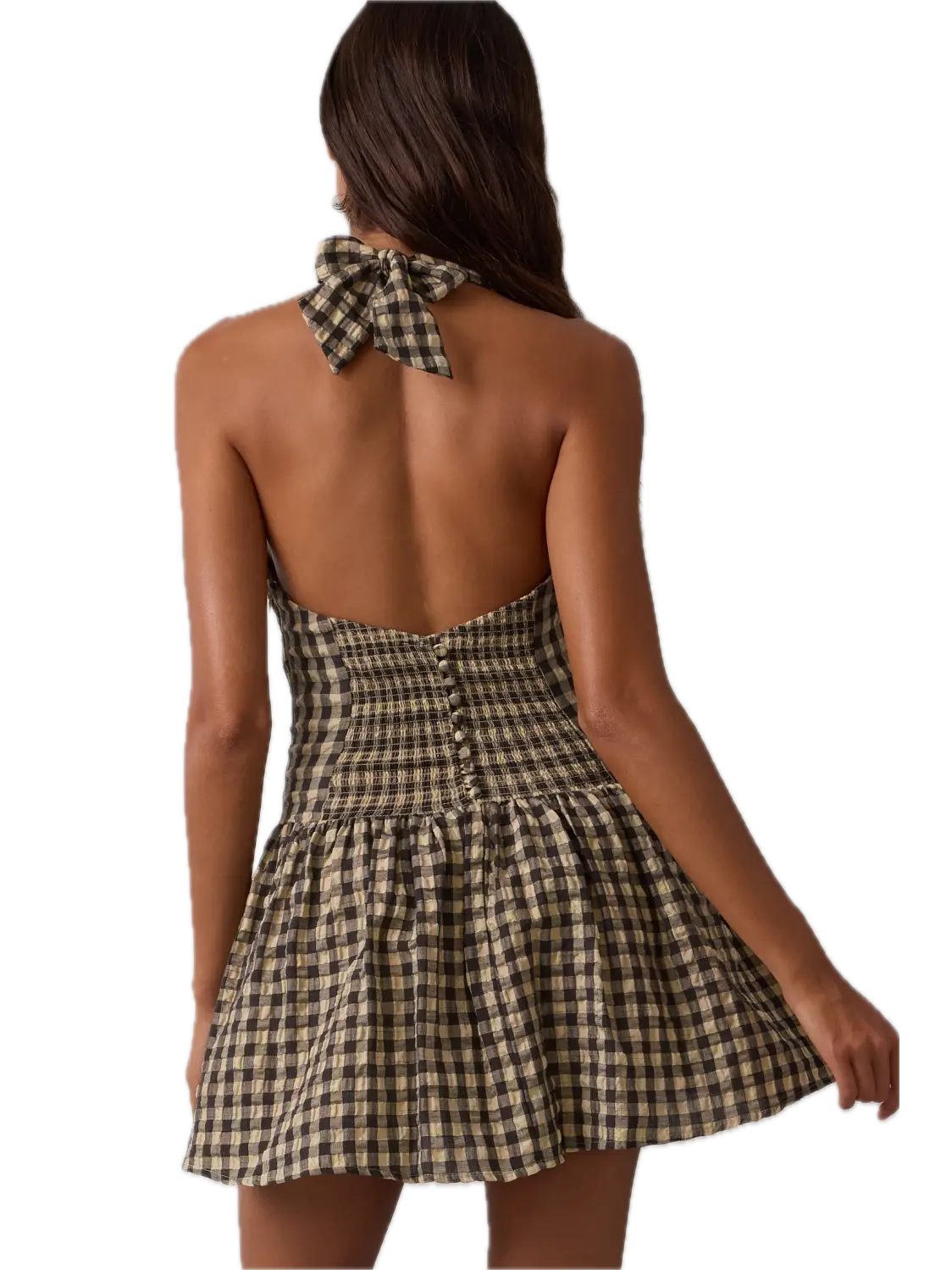 Vintage Checker Halter Tie Mini Dress