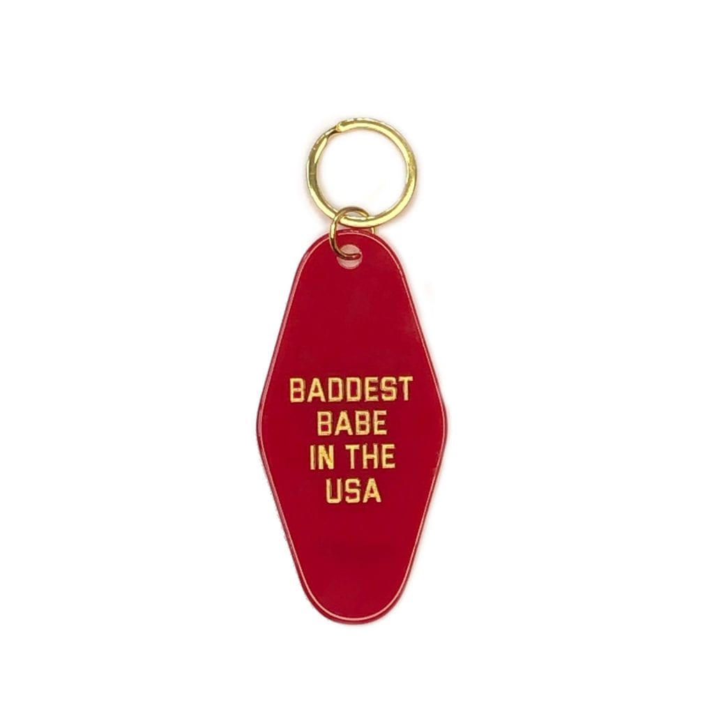 Baddest Babe in the USA Motel Keychain