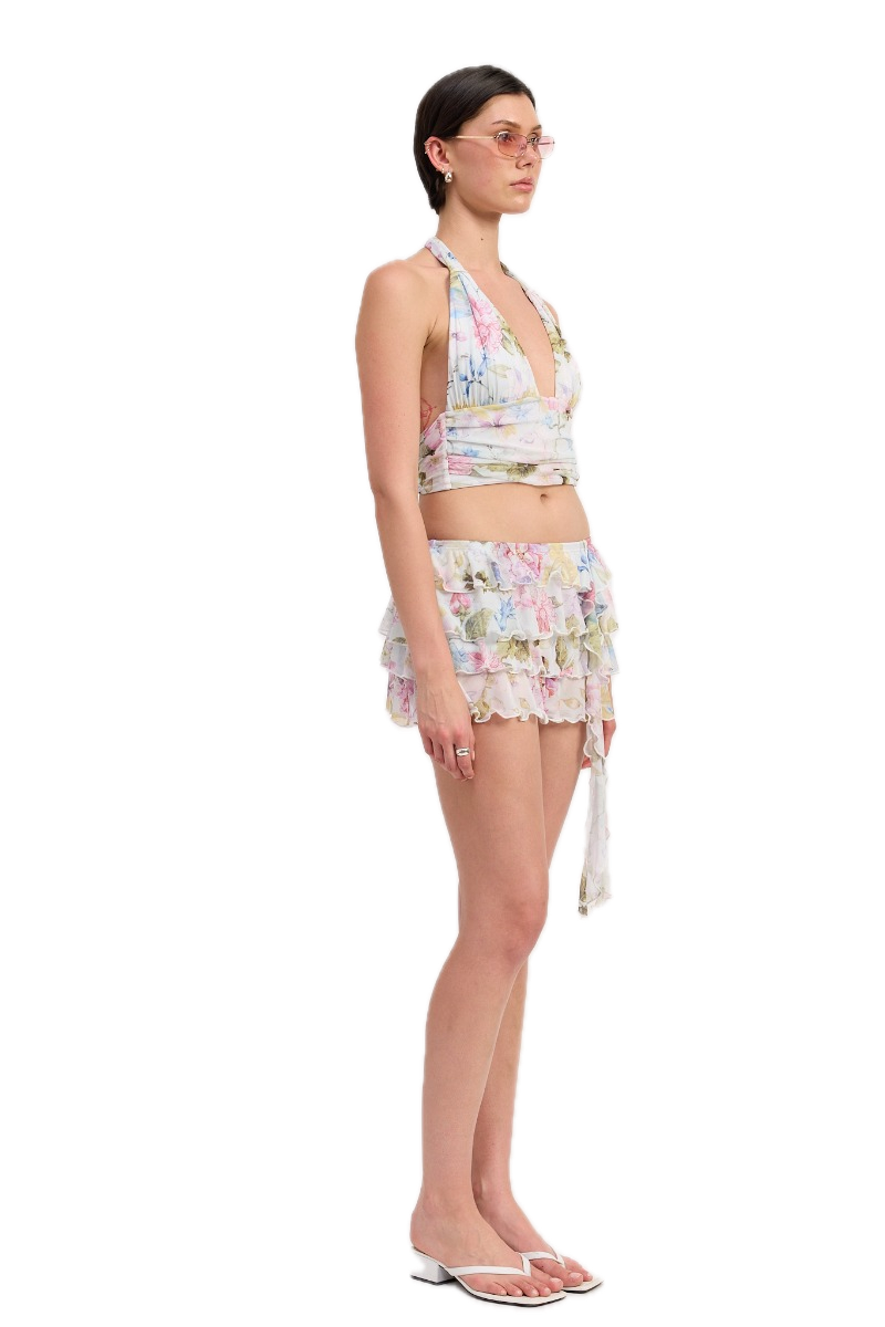 Floral Mesh Mini Skirt