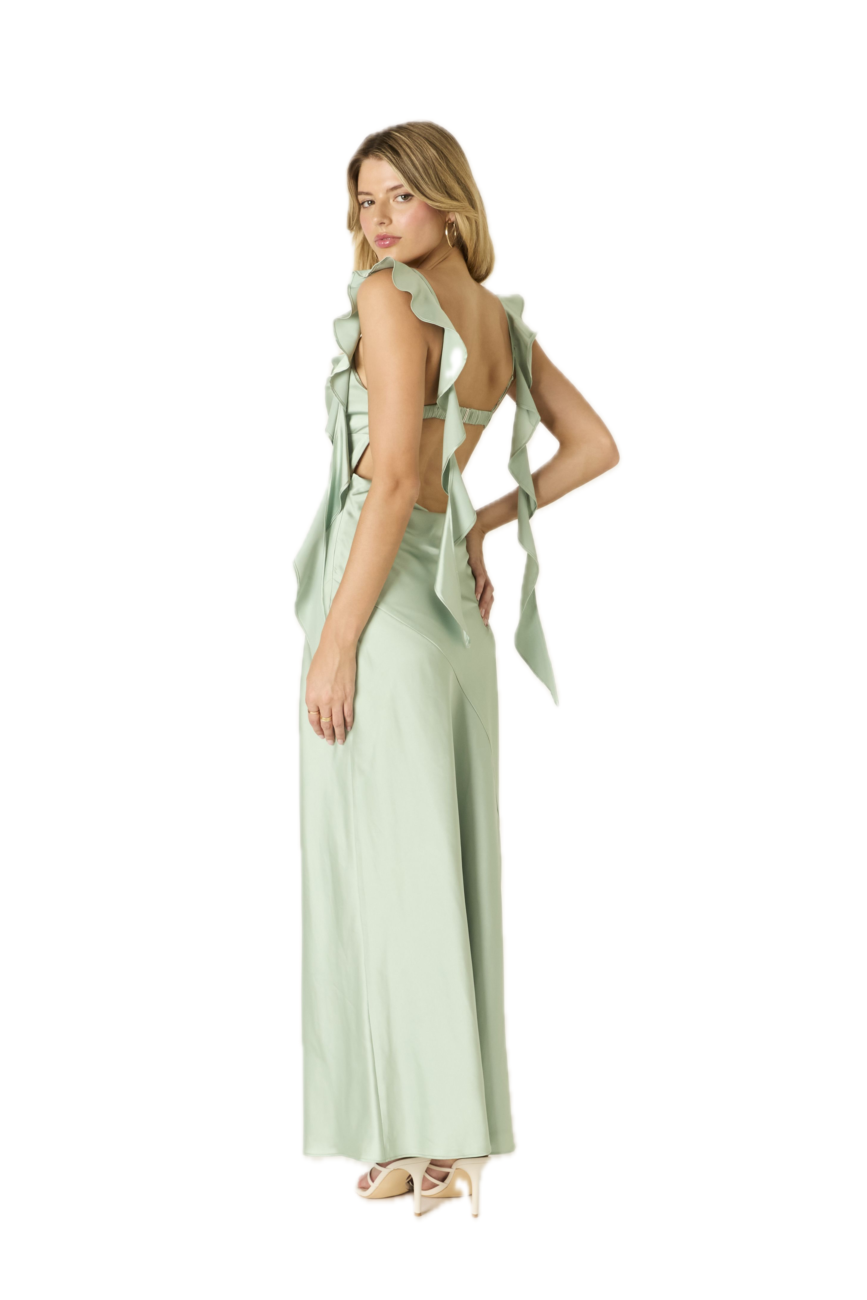 Satin Fountain Maxi Dress