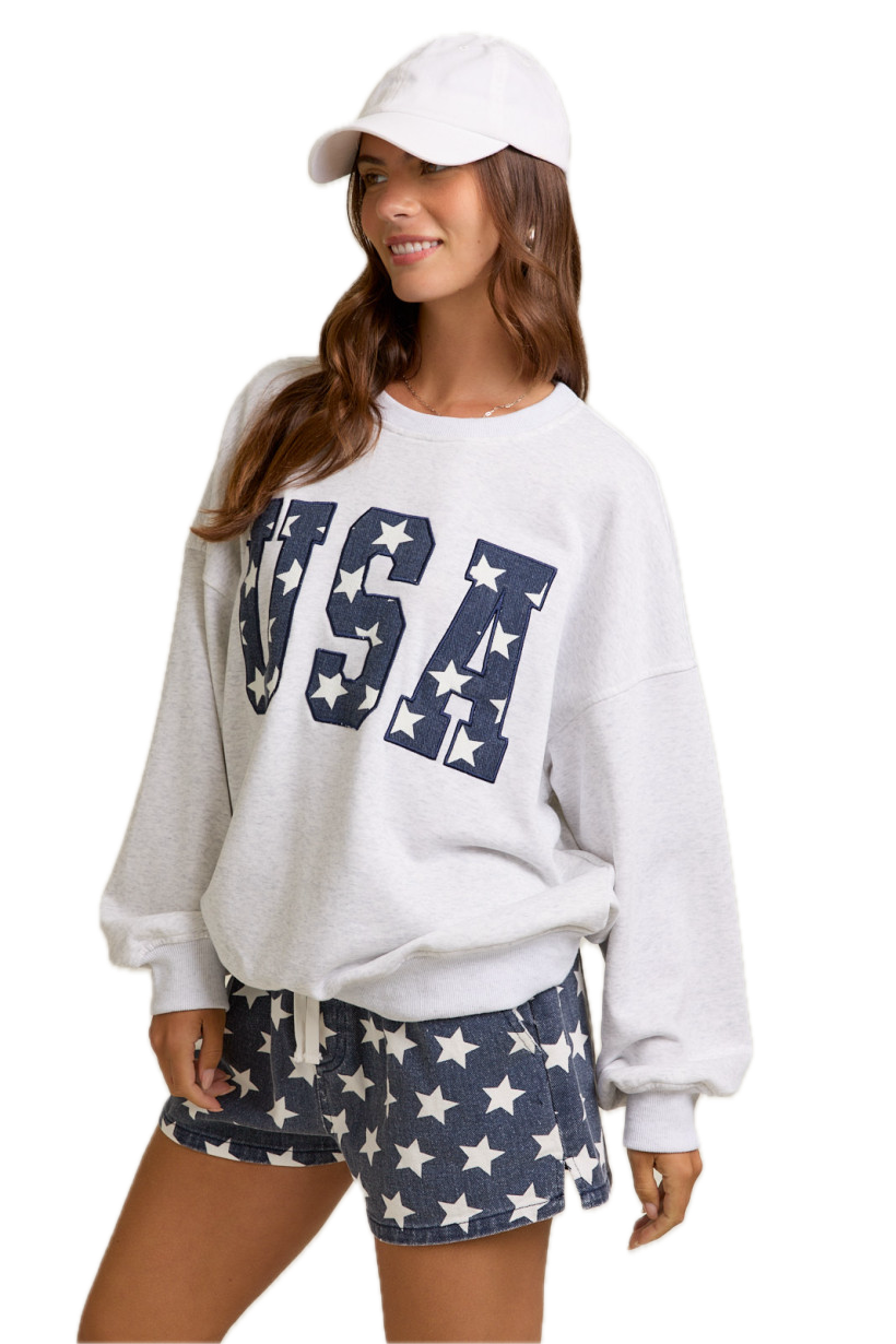 USA Star Embroidered Sweatshirt