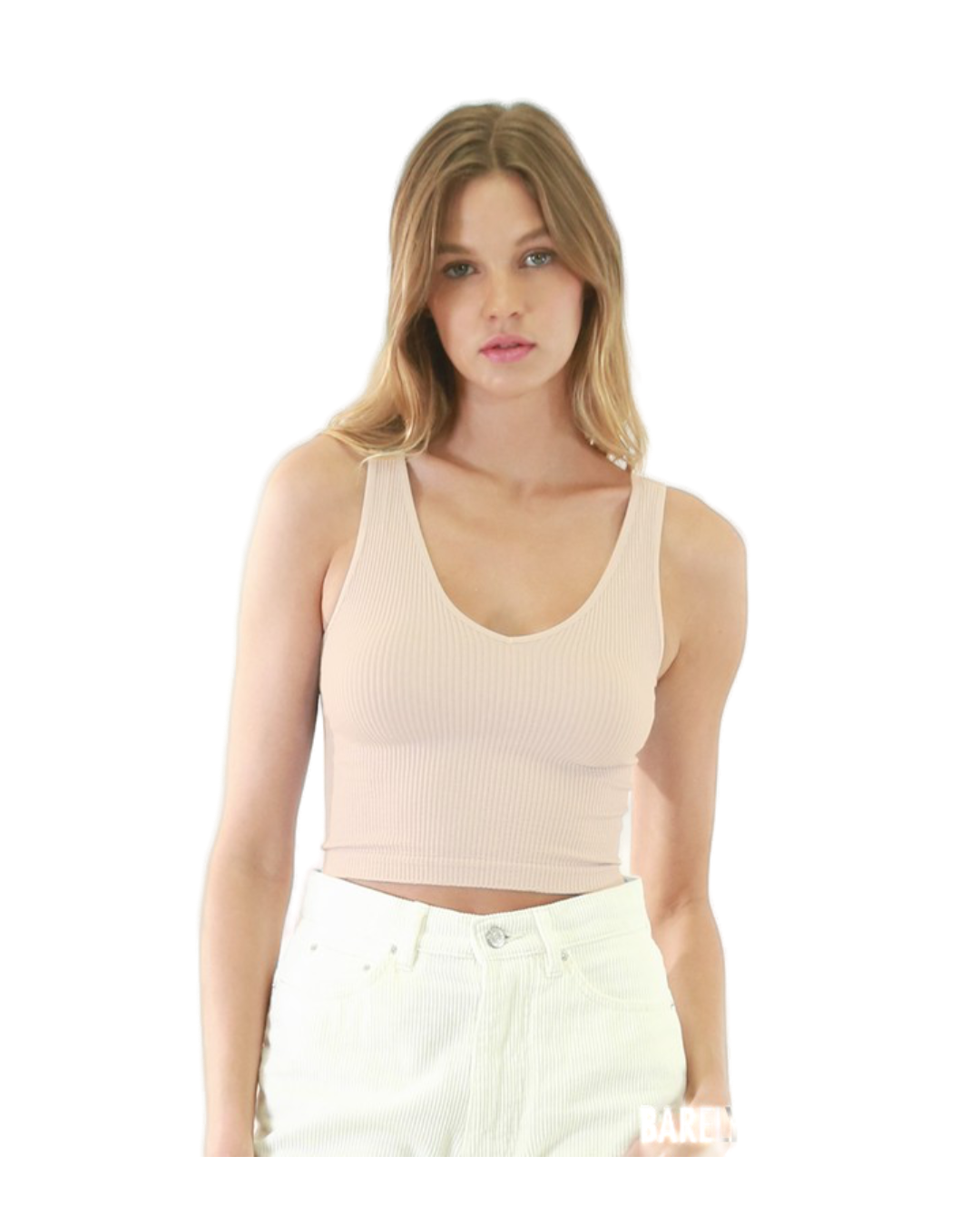 Miel Rib V-Neck Crop Top