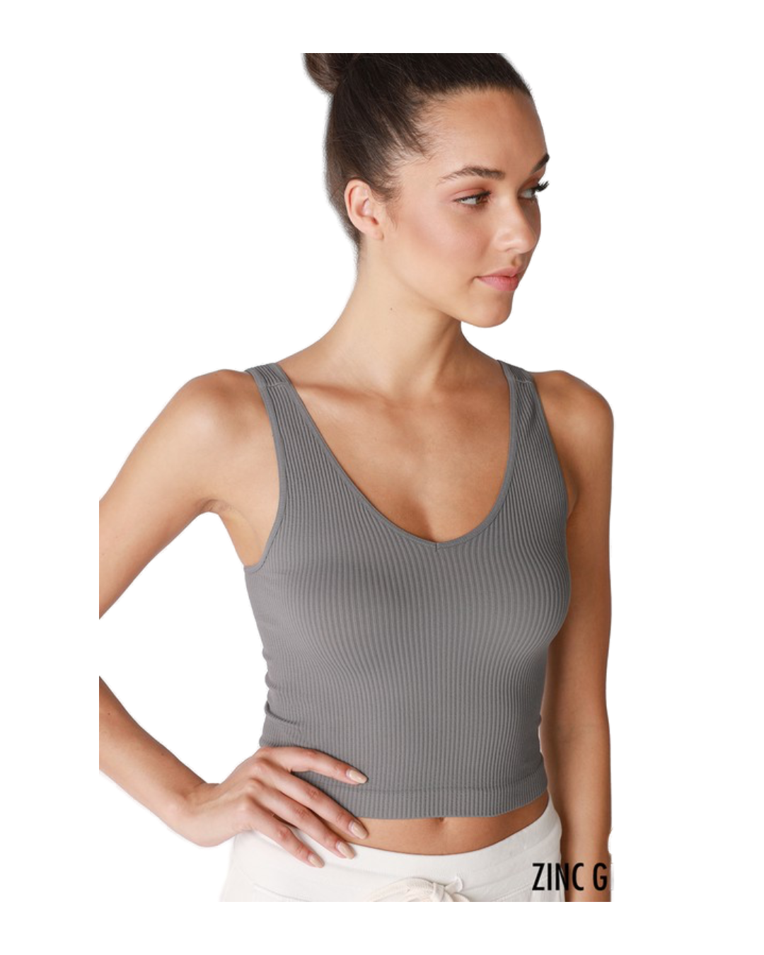 Miel Rib V-Neck Crop Top