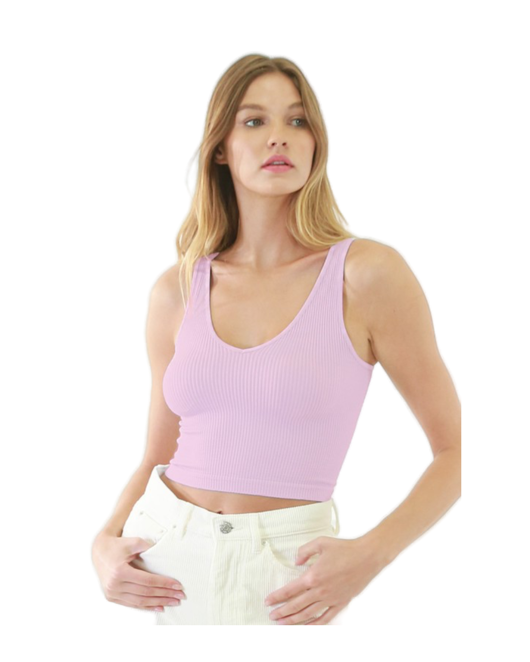 Miel Rib V-Neck Crop Top