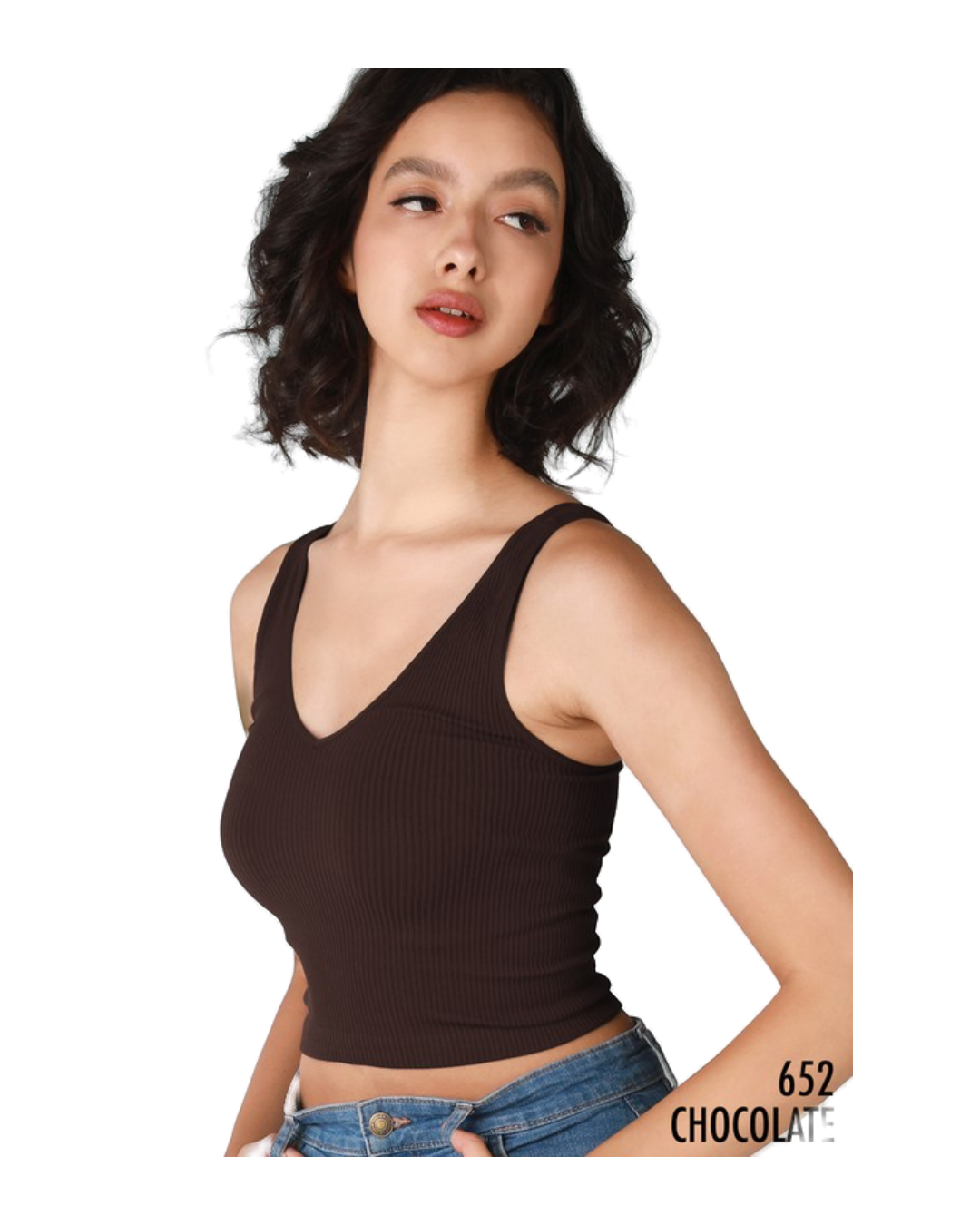 Miel Rib V-Neck Crop Top