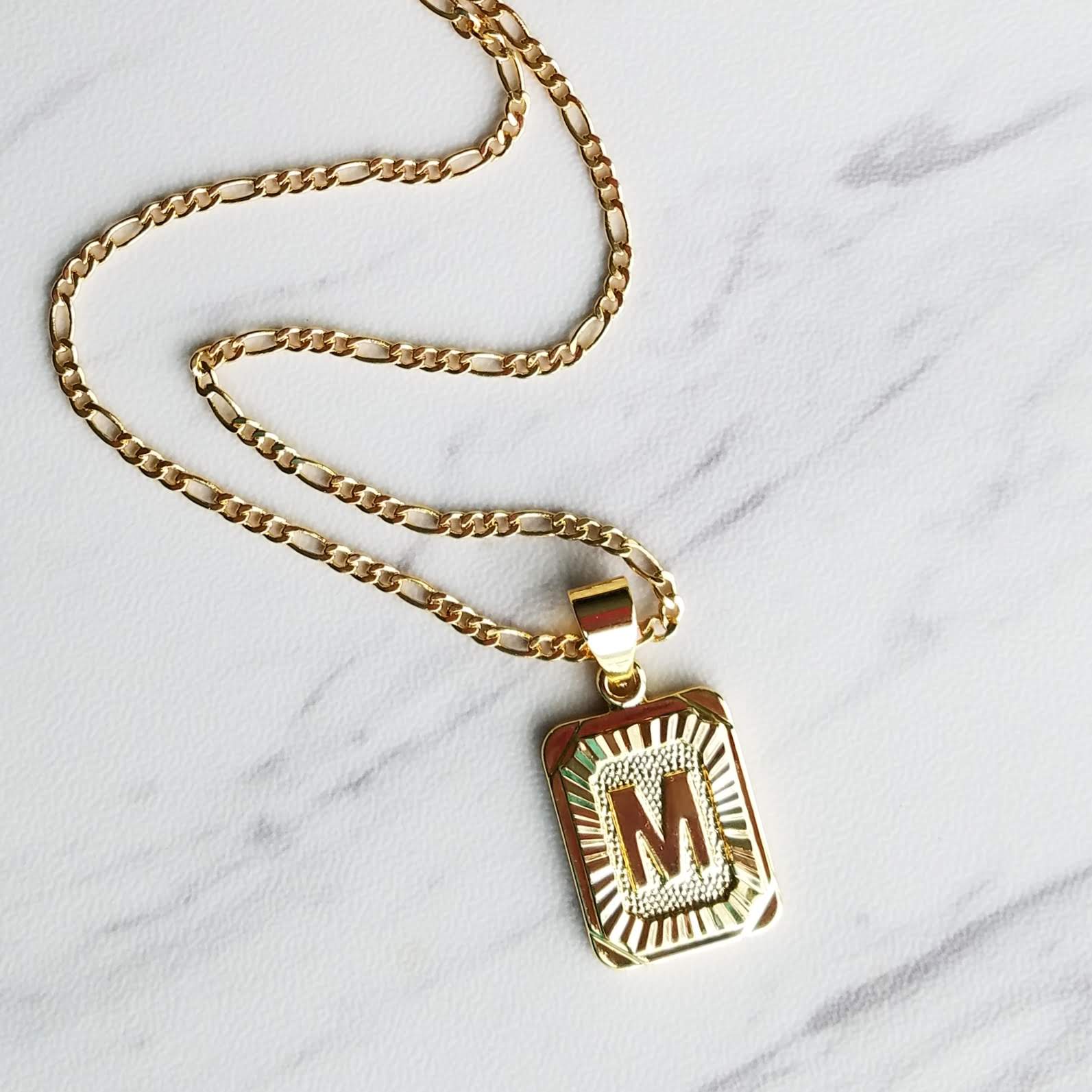 Rectangle letter deals necklace